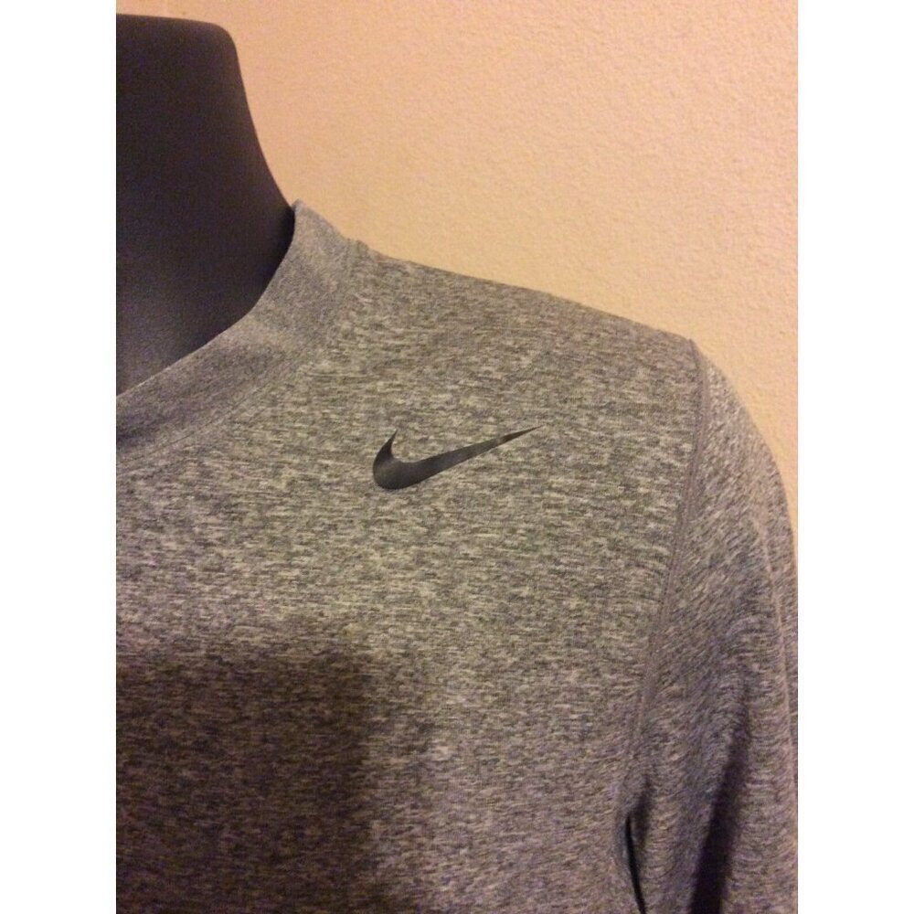 Men’s Nike Dri-Fit Logo Shirt Heather Gray Size Medium M Polyester Short Sleeve - Picture 4 of 11